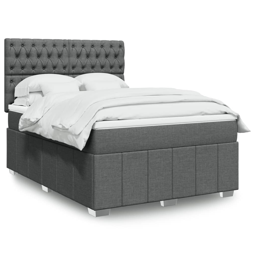 Giroletto a Molle con Materasso Grigio Scuro 160x200 cm Tessuto