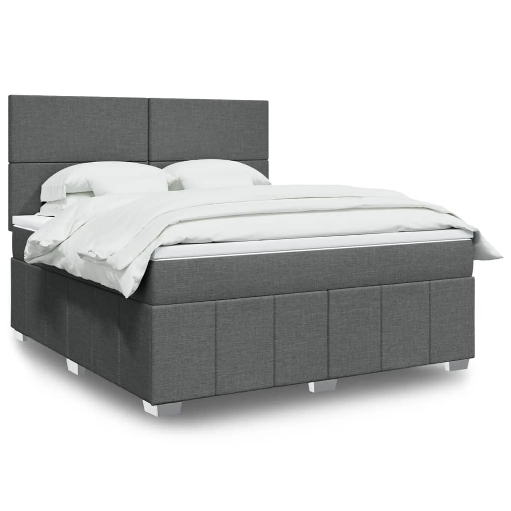 Giroletto a Molle con Materasso Grigio Scuro 180x200 cm Tessuto