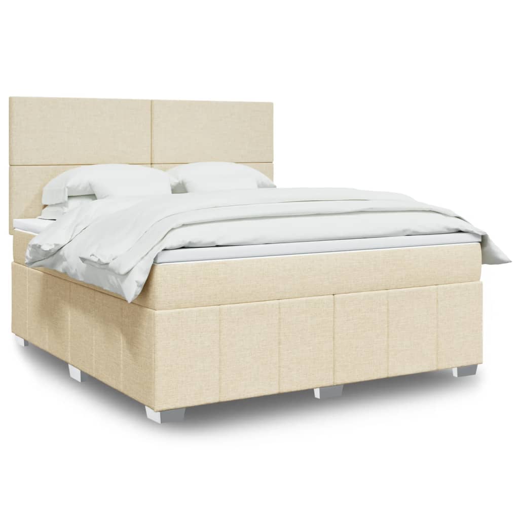 Giroletto a Molle con Materasso Crema 180x200 cm in Tessuto