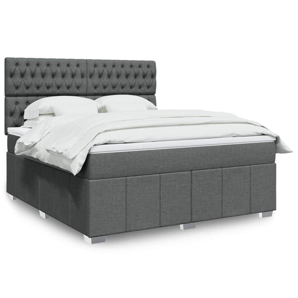 Giroletto a Molle con Materasso Grigio Scuro 180x200 cm Tessuto