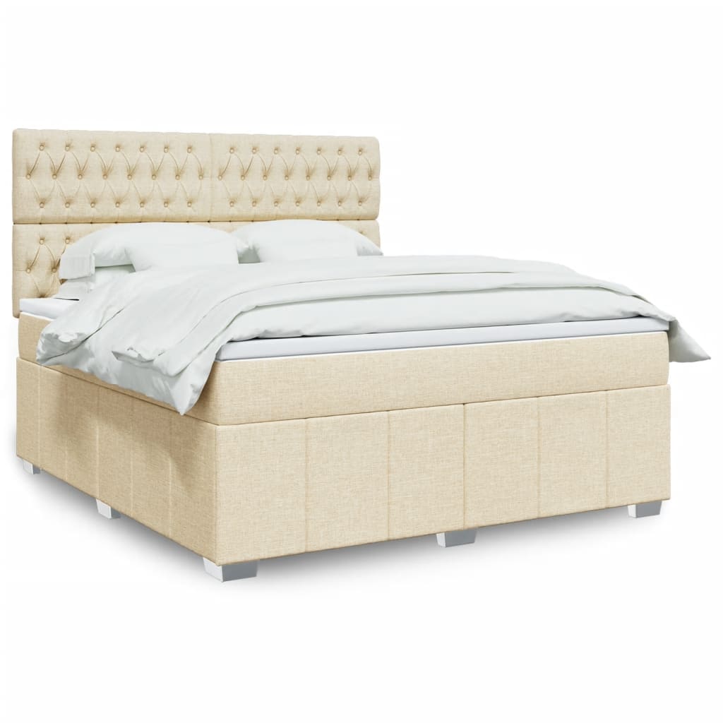 Giroletto a Molle con Materasso Crema 180x200 cm in Tessuto