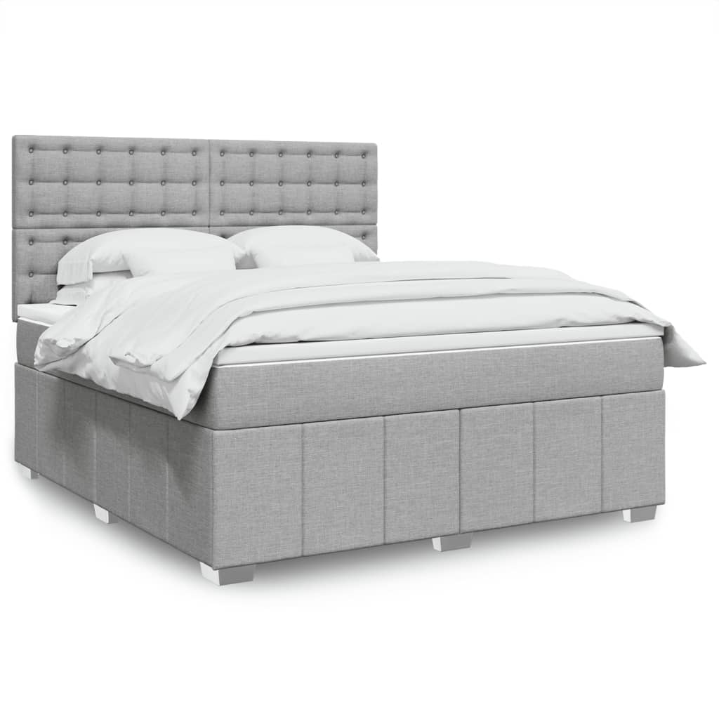 Giroletto a Molle con Materasso Grigio Chiaro180x200 cm Tessuto