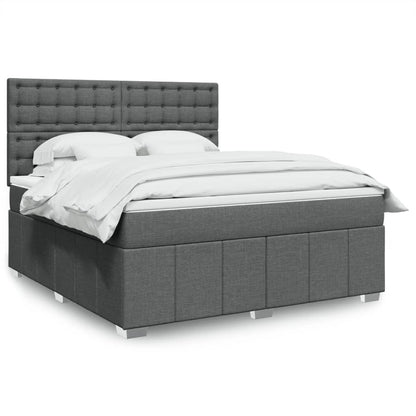 Giroletto a Molle con Materasso Grigio Scuro 180x200 cm Tessuto