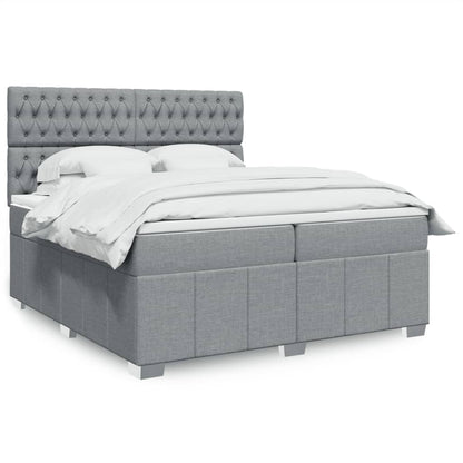 Giroletto a Molle con Materasso Grigio Chiaro 200x200cm Tessuto