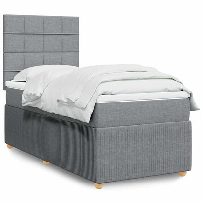 Giroletto a Molle con Materasso Grigio Chiaro 80x200 cm Tessuto