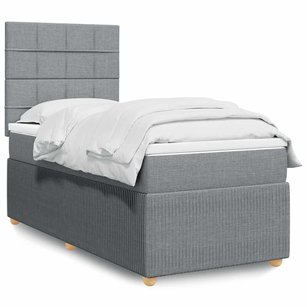 Giroletto a Molle con Materasso Grigio Chiaro 90x190 cm Tessuto