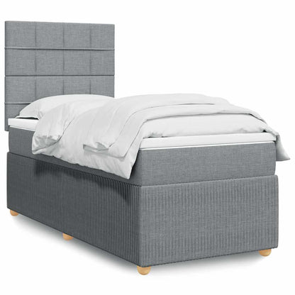 Giroletto a Molle con Materasso Grigio Chiaro 90x190 cm Tessuto