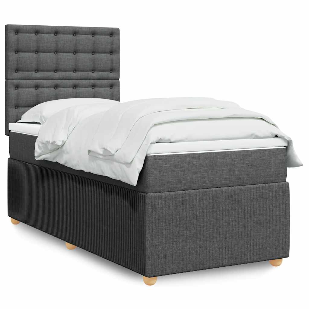 Giroletto a Molle con Materasso Grigio Scuro 90x190 cm Tessuto