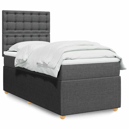 Giroletto a Molle con Materasso Grigio Scuro 90x190 cm Tessuto