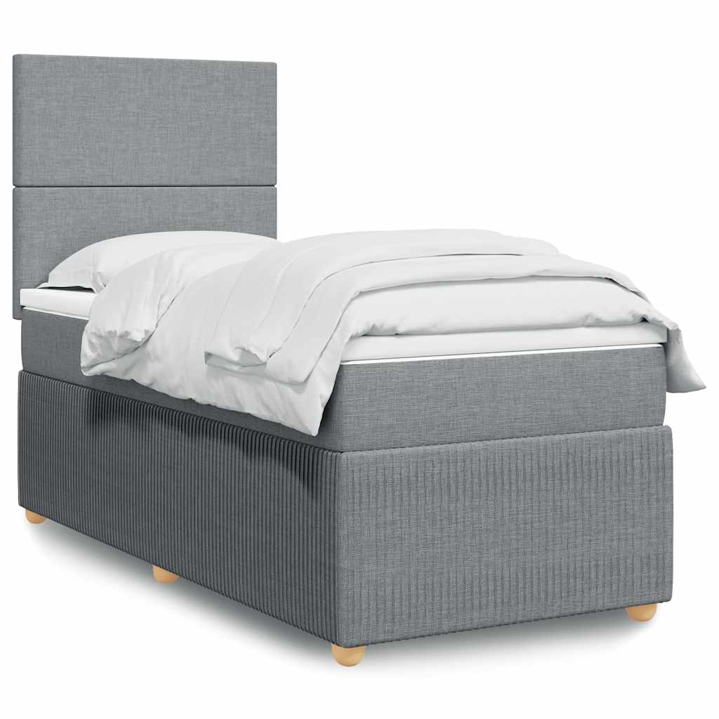 Giroletto a Molle con Materasso Grigio Chiaro 90x200 cm Tessuto