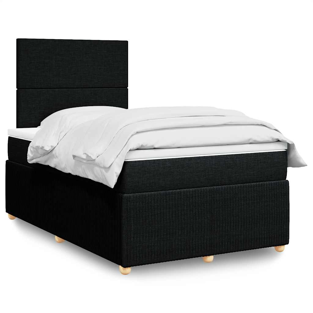 Giroletto a Molle con Materasso Nero 120x200 cm in Tessuto
