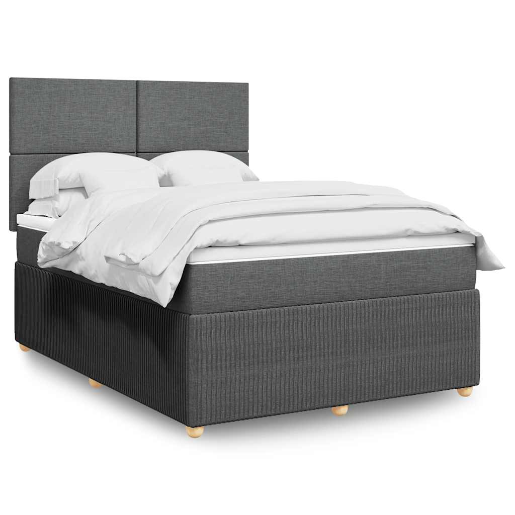 Giroletto a Molle con Materasso Grigio Scuro 140x190 cm Tessuto