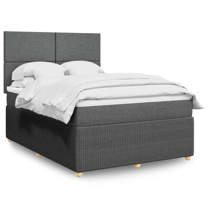 Giroletto a Molle con Materasso Grigio Scuro 140x190 cm Tessuto