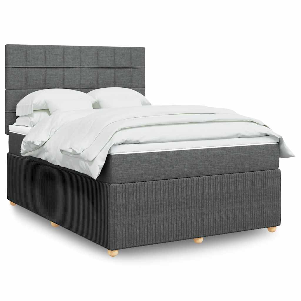 Giroletto a Molle con Materasso Grigio Scuro 140x190 cm Tessuto