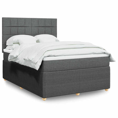 Giroletto a Molle con Materasso Grigio Scuro 140x190 cm Tessuto