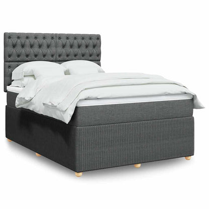 Giroletto a Molle con Materasso Grigio Scuro 140x190 cm Tessuto