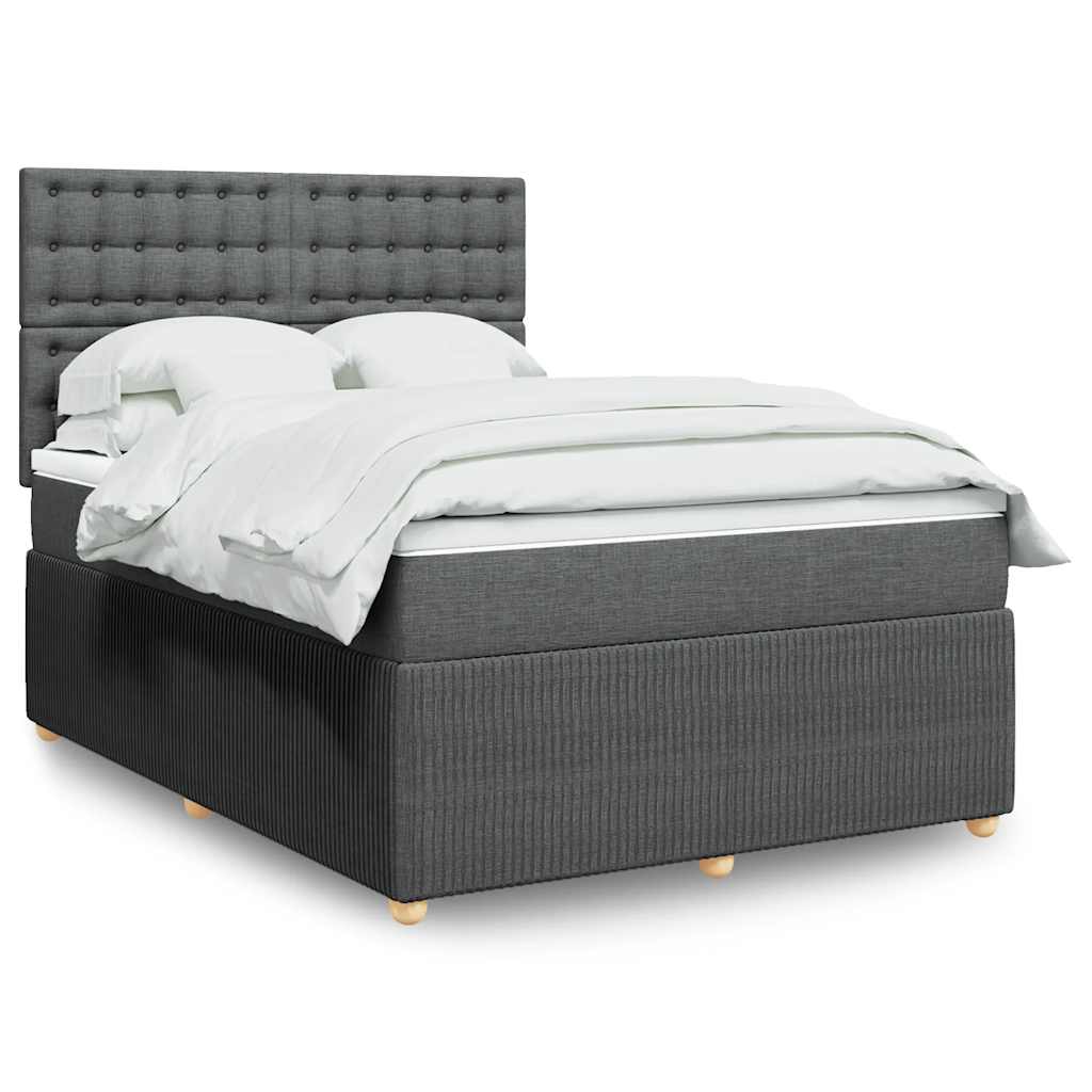 Giroletto a Molle con Materasso Grigio Scuro 140x190 cm Tessuto