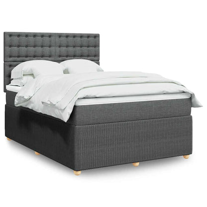 Giroletto a Molle con Materasso Grigio Scuro 140x190 cm Tessuto