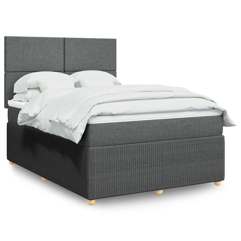 Giroletto a Molle con Materasso Grigio Scuro 140x200cm Tessuto