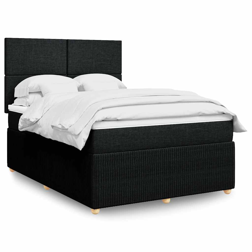 Giroletto a Molle con Materasso Nero 140x200 cm in Tessuto