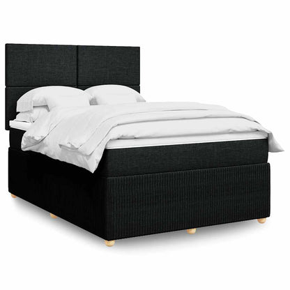 Giroletto a Molle con Materasso Nero 140x200 cm in Tessuto