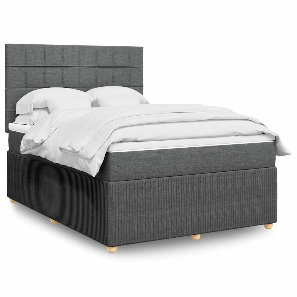Giroletto a Molle con Materasso Grigio Scuro 140x200cm Tessuto
