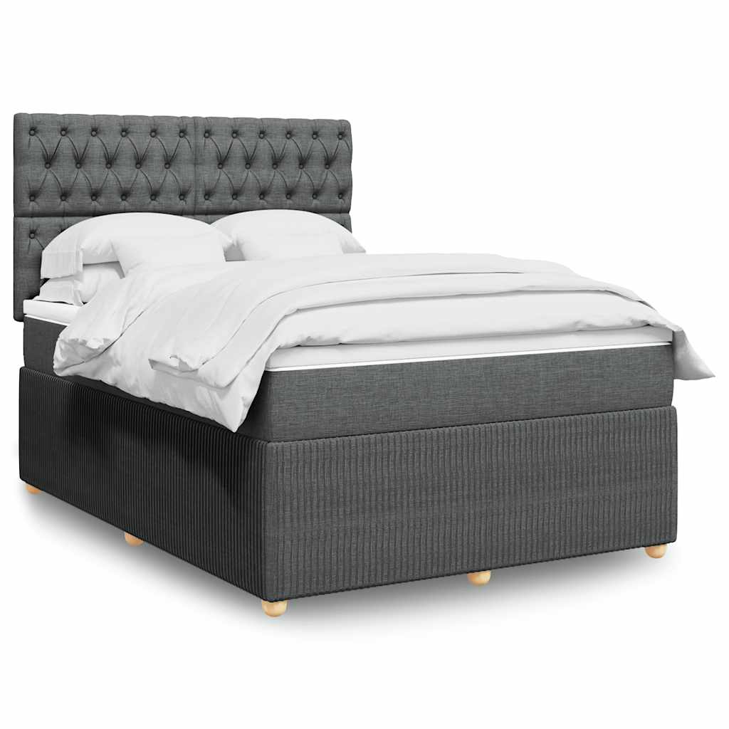 Giroletto a Molle con Materasso Grigio Scuro 140x200cm Tessuto