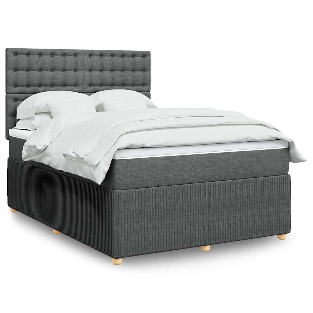 Giroletto a Molle con Materasso Grigio Scuro 140x200cm Tessuto