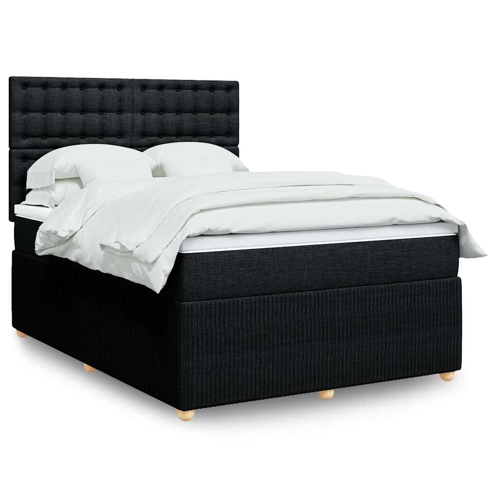 Giroletto a Molle con Materasso Nero 140x200 cm in Tessuto