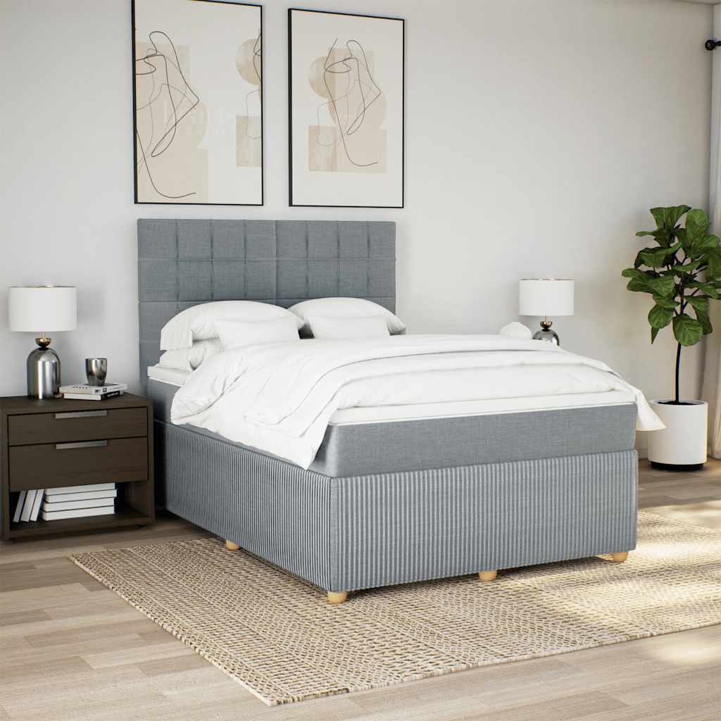 Giroletto a Molle con Materasso Grigio Chiaro 160x200cm Tessuto