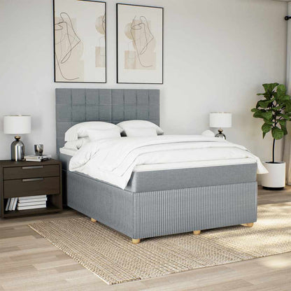Giroletto a Molle con Materasso Grigio Chiaro 160x200cm Tessuto