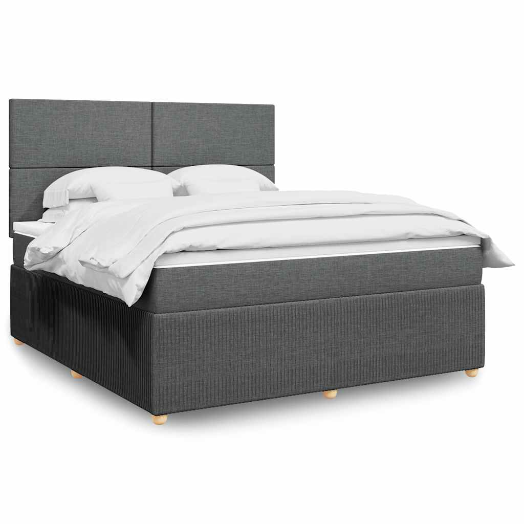 Giroletto a Molle con Materasso Grigio Scuro 180x200 cm Tessuto