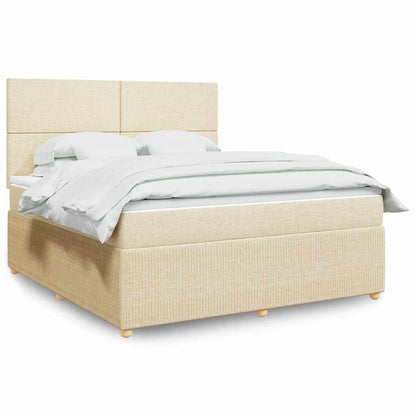 Giroletto a Molle con Materasso Crema 180x200 cm in Tessuto