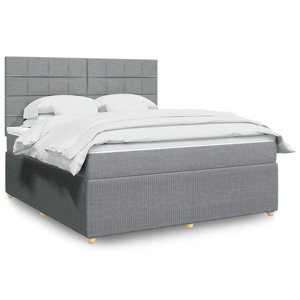 Giroletto a Molle con Materasso Grigio Chiaro180x200 cm Tessuto