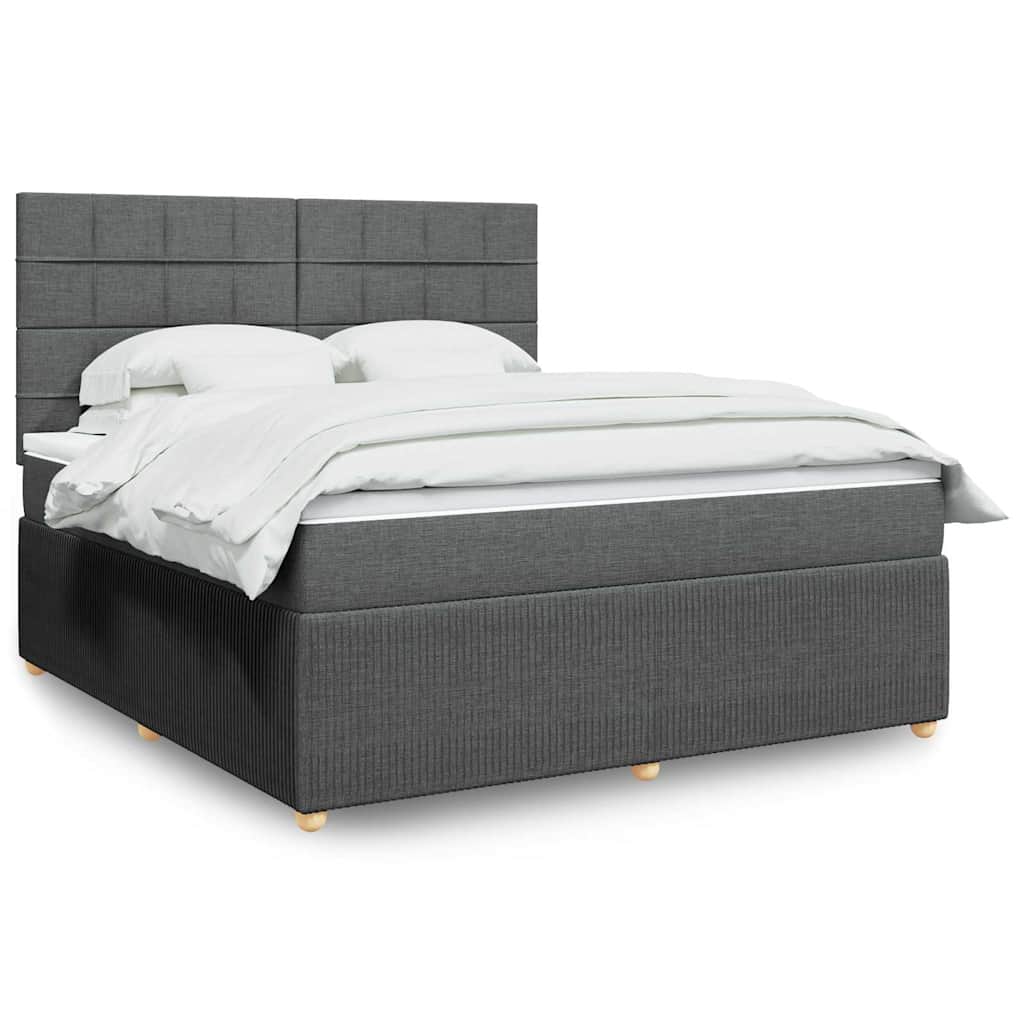 Giroletto a Molle con Materasso Grigio Scuro 180x200 cm Tessuto
