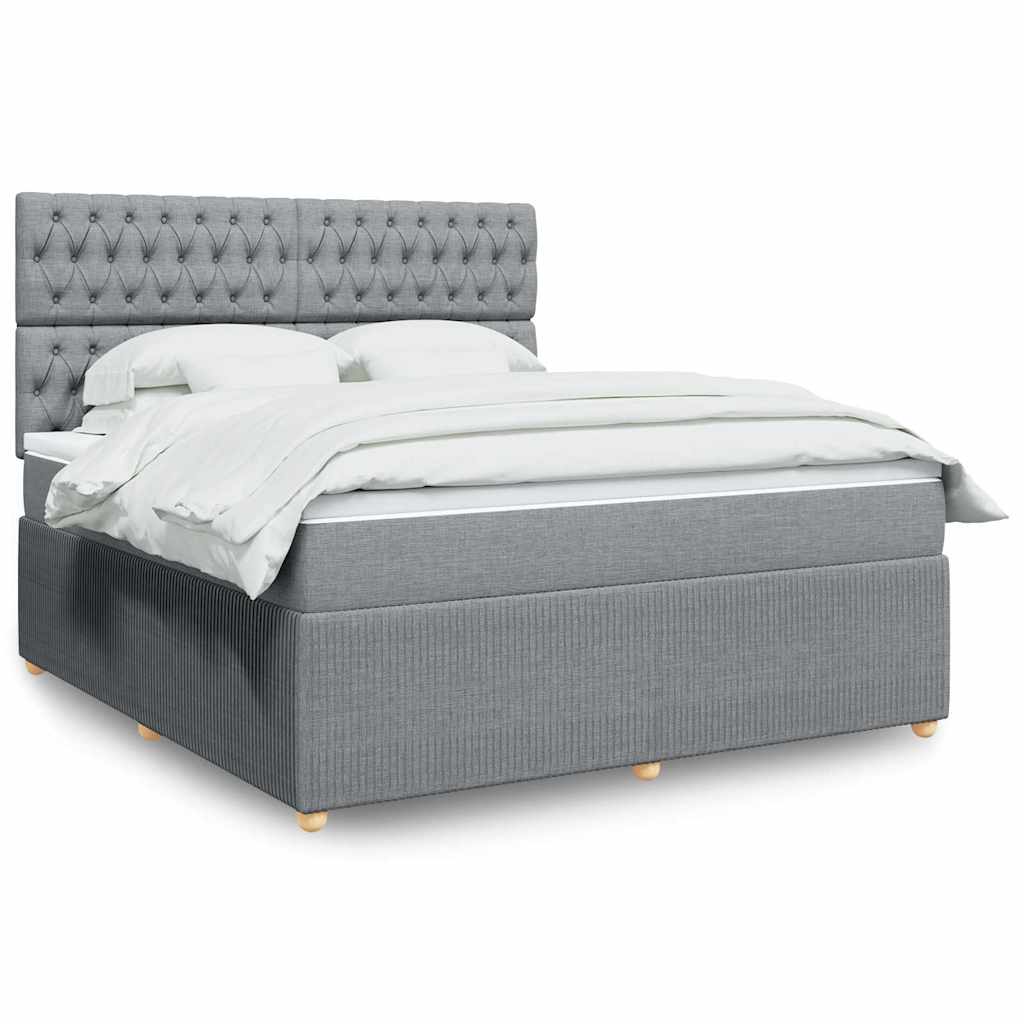 Giroletto a Molle con Materasso Grigio Chiaro180x200 cm Tessuto