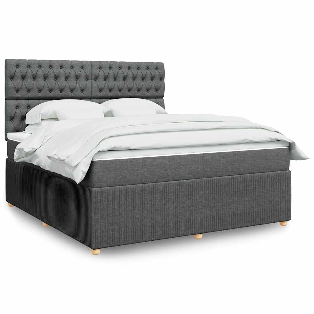 Giroletto a Molle con Materasso Grigio Scuro 180x200 cm Tessuto