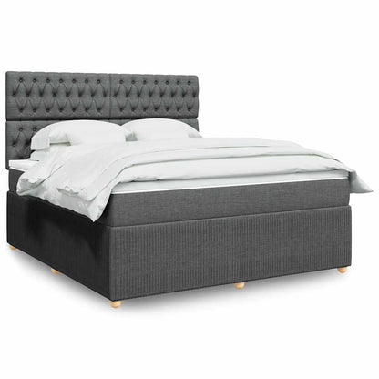 Giroletto a Molle con Materasso Grigio Scuro 180x200 cm Tessuto