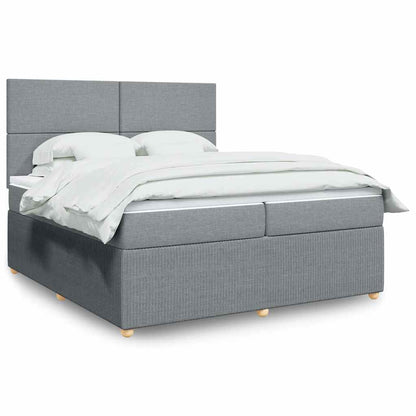 Giroletto a Molle con Materasso Grigio Chiaro 200x200cm Tessuto