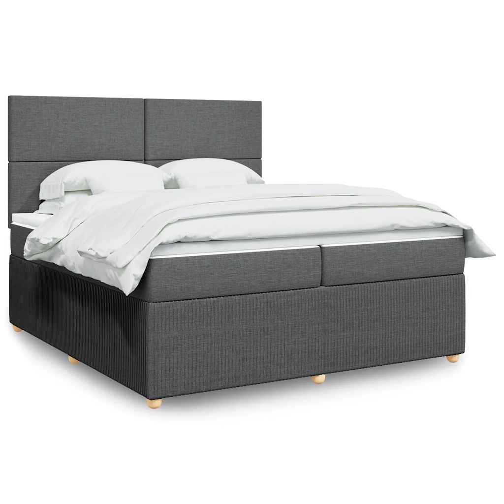 Giroletto a Molle con Materasso Grigio Scuro 200x200 cm Tessuto