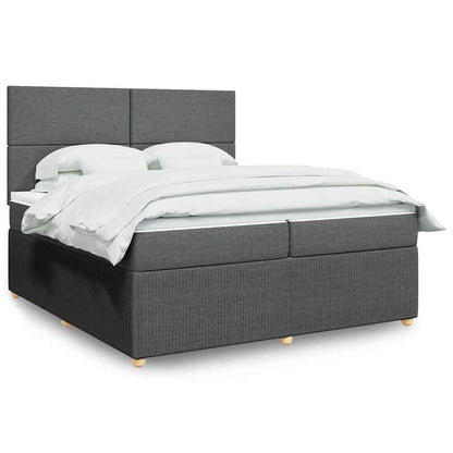 Giroletto a Molle con Materasso Grigio Scuro 200x200 cm Tessuto