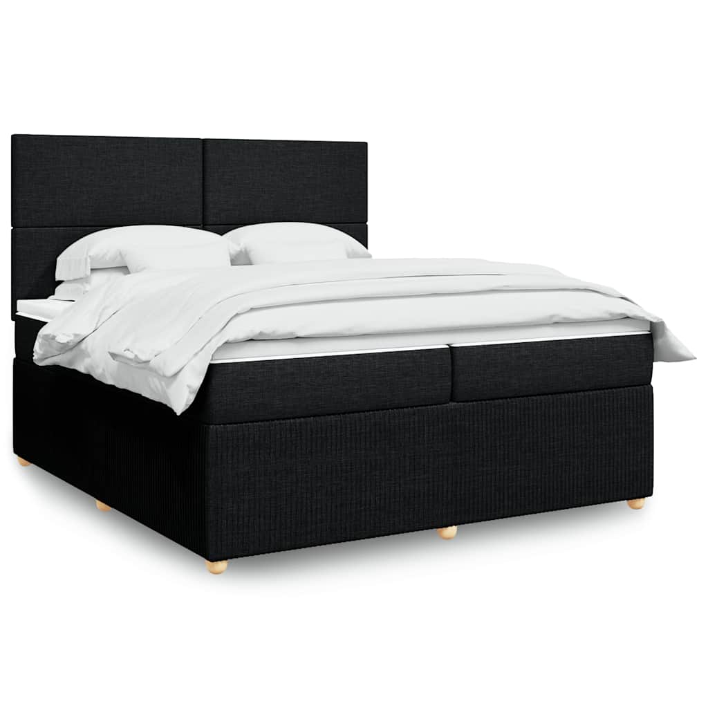 Giroletto a Molle con Materasso Nero 200x200 cm in Tessuto