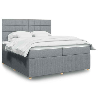 Giroletto a Molle con Materasso Grigio Chiaro 200x200cm Tessuto