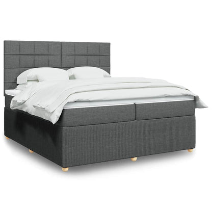 Giroletto a Molle con Materasso Grigio Scuro 200x200 cm Tessuto