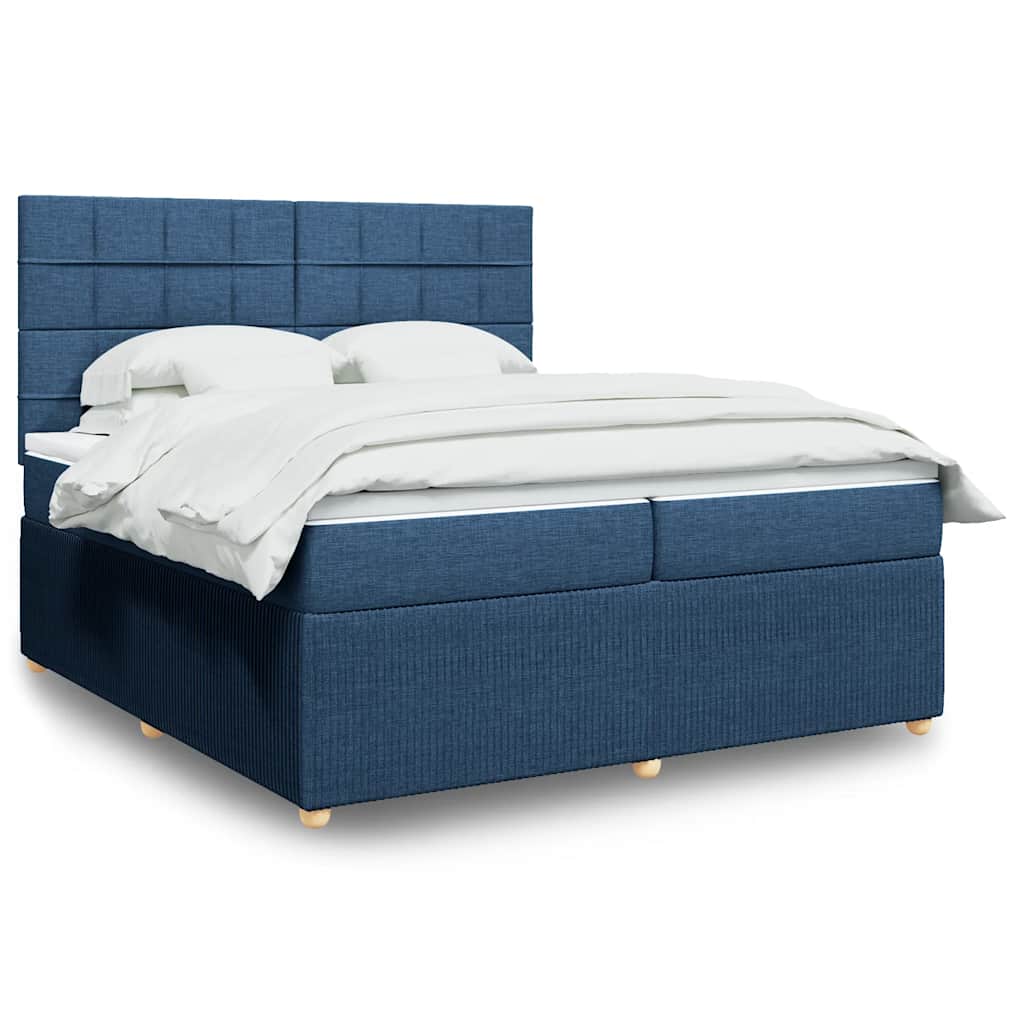 Giroletto a Molle con Materasso Blu 200x200 cm in Tessuto