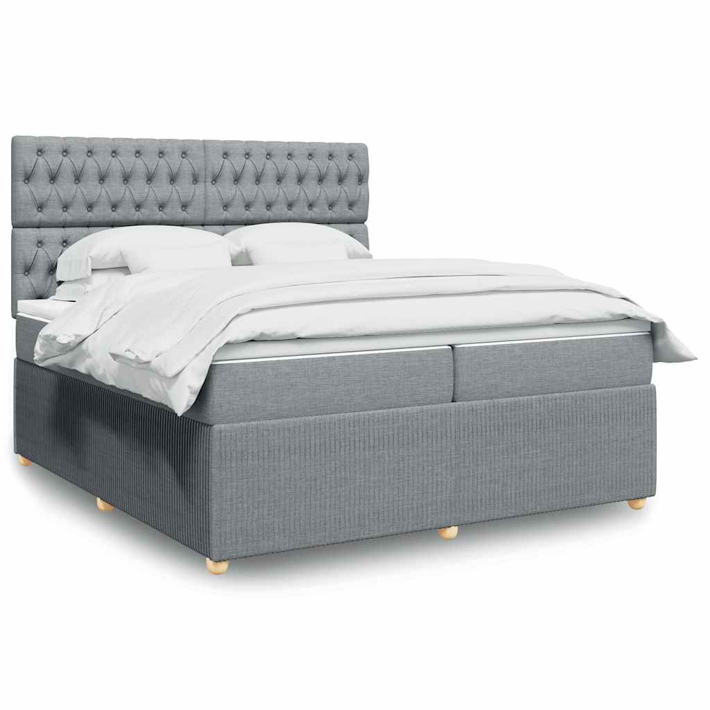 Giroletto a Molle con Materasso Grigio Chiaro 200x200cm Tessuto