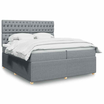 Giroletto a Molle con Materasso Grigio Chiaro 200x200cm Tessuto