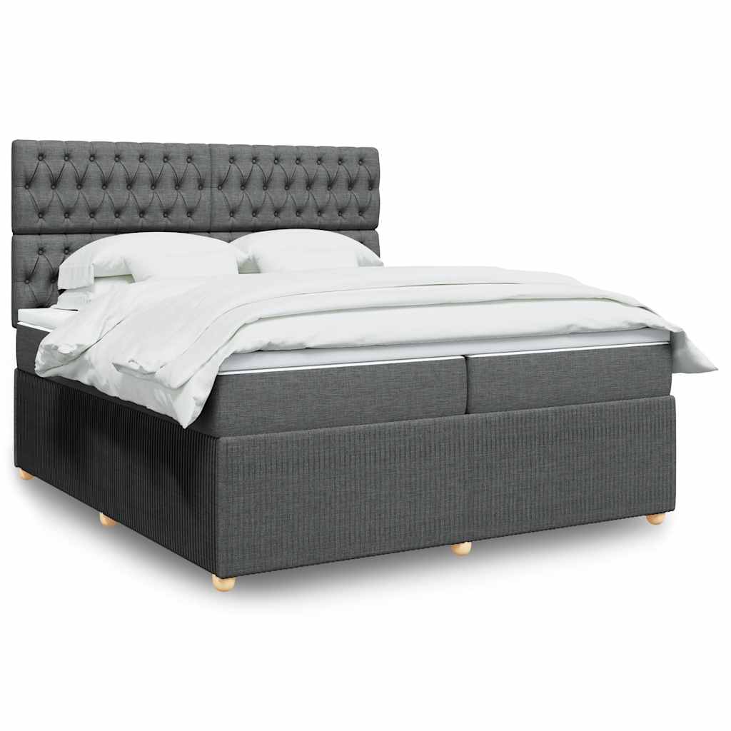Giroletto a Molle con Materasso Grigio Scuro 200x200 cm Tessuto
