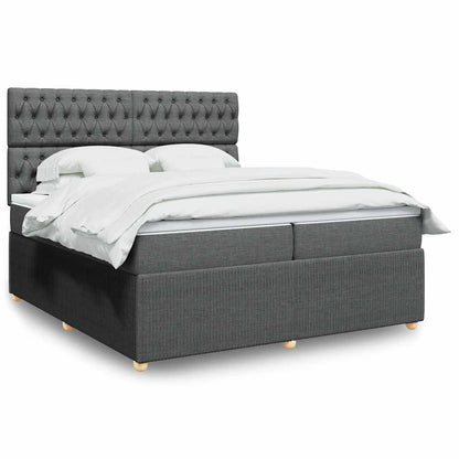 Giroletto a Molle con Materasso Grigio Scuro 200x200 cm Tessuto