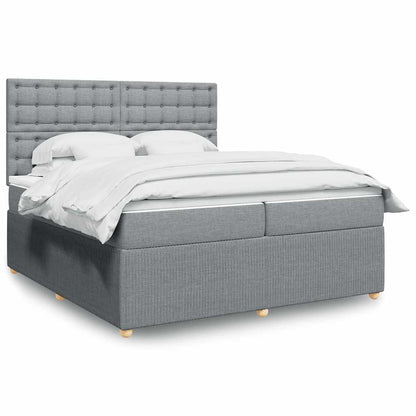 Giroletto a Molle con Materasso Grigio Chiaro 200x200cm Tessuto